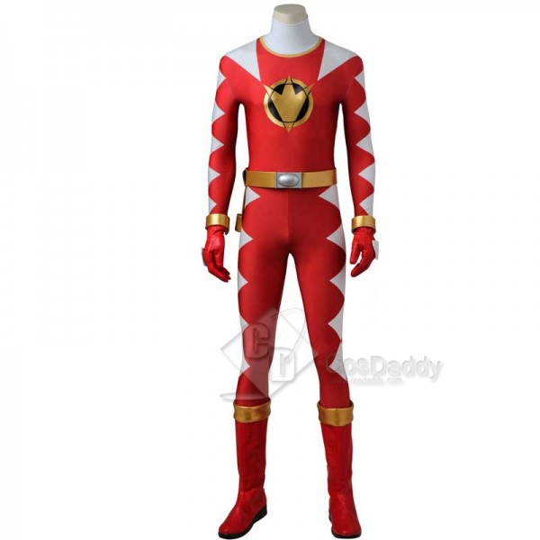 Power Rangers Dino Thunder Red Dino Ranger Zentai Bodysuit Boots Cosplay Costume