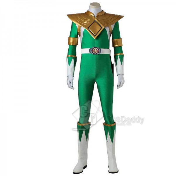 Mighty Morphin Power Rangers Green Ranger Zentail Jumpsuit Bodysuit Boots Cosplay Costume