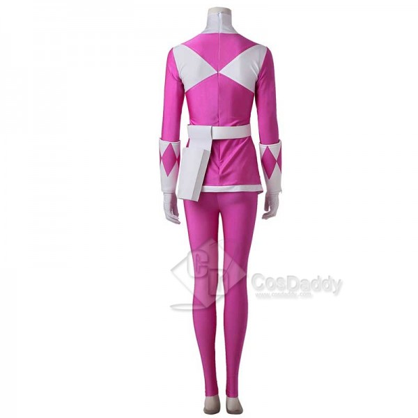 Adults Mighty Morphin Power Rangers Costume Pink Ranger Jumpsuit Zentai Bodysuit Boots Cosplay Costume