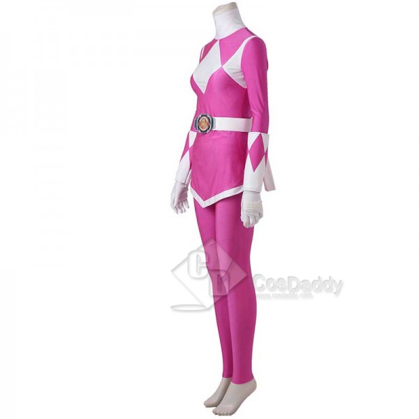 Adults Mighty Morphin Power Rangers Costume Pink Ranger Jumpsuit Zentai Bodysuit Boots Cosplay Costume