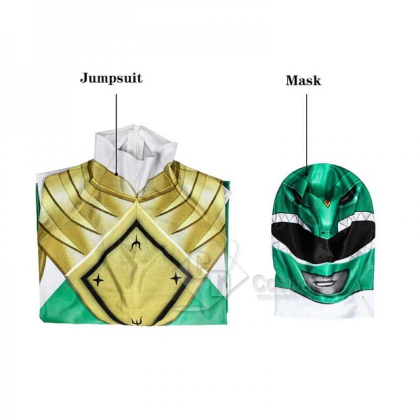 Kids Power Rangers Green Ranger Zentai Jumpsuit Mask Cosplay Costume 
