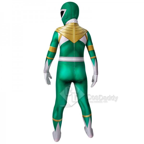 Kids Power Rangers Green Ranger Zentai Jumpsuit Mask Cosplay Costume 