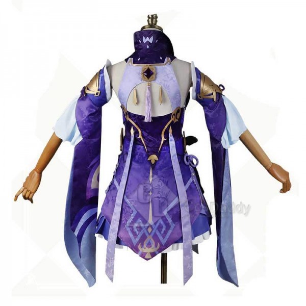 Genshin Impact Keqing Purple Dress Cosplay Costume Deluxe Version For Sale