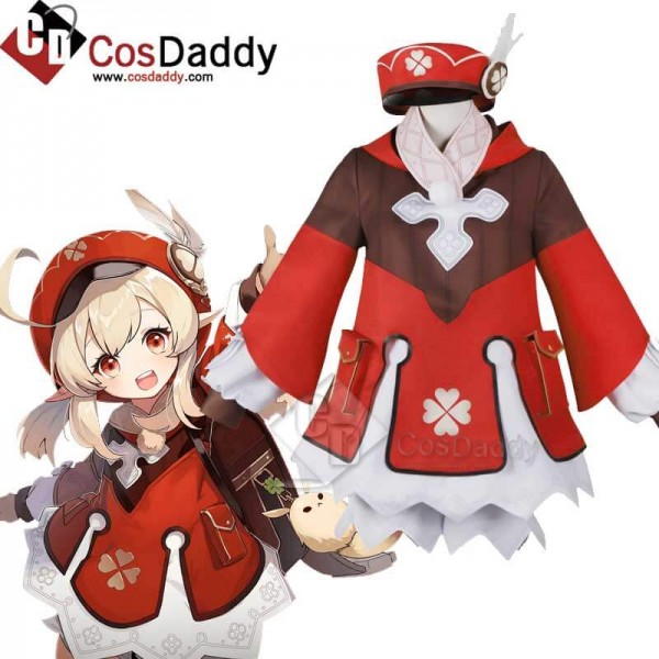 Genshin Impact Klee Red Coat Cosplay Costume Full ...