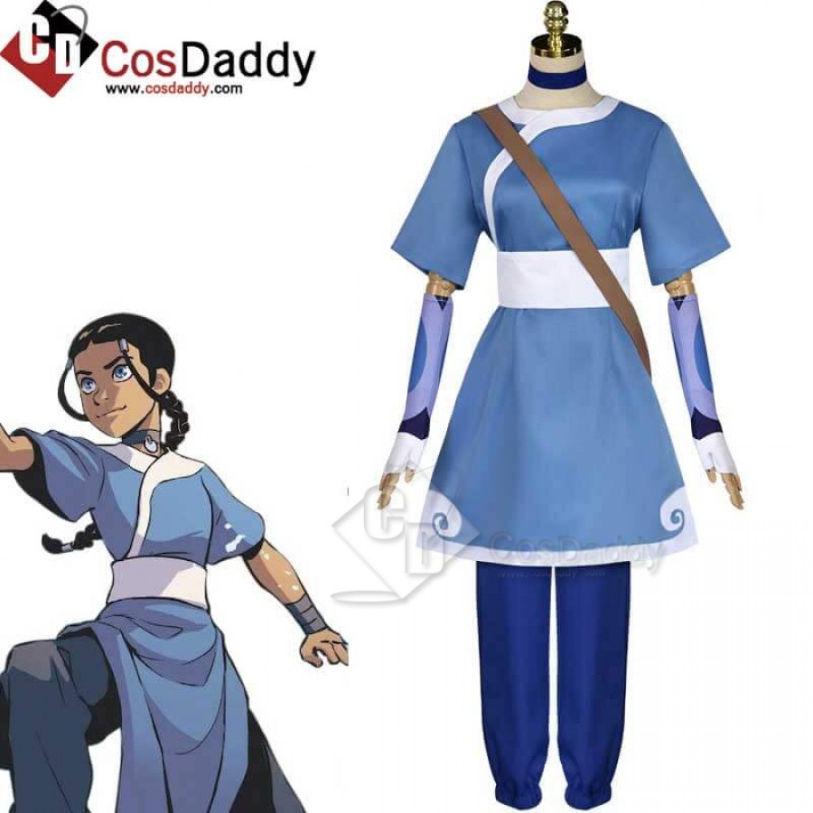 Avatar The Last Airbender Katara Blue Dress Outfit Full Set