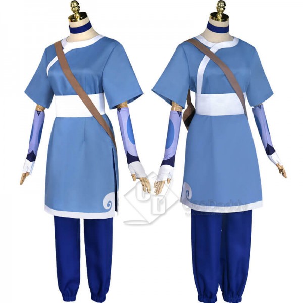 Avatar: The Last Airbender Katara Blue Dress Outfit Full Set Cosplay Costume