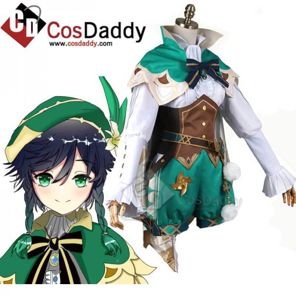 CosDaddy Game Genshin Impact Venti Green Suit Cosp...