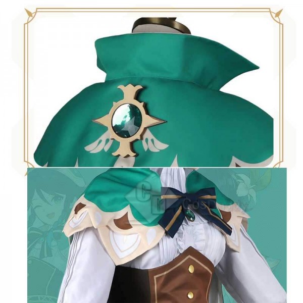 CosDaddy Game Genshin Impact Venti Green Suit Cosplay Costume Gradient Full Set 