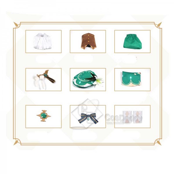 CosDaddy Game Genshin Impact Venti Green Suit Cosplay Costume Gradient Full Set 