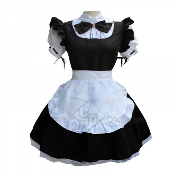 Women Maid Dress Lolita Dress French Apron Maid Costume Cute Short Sleeve Cosplay Costume