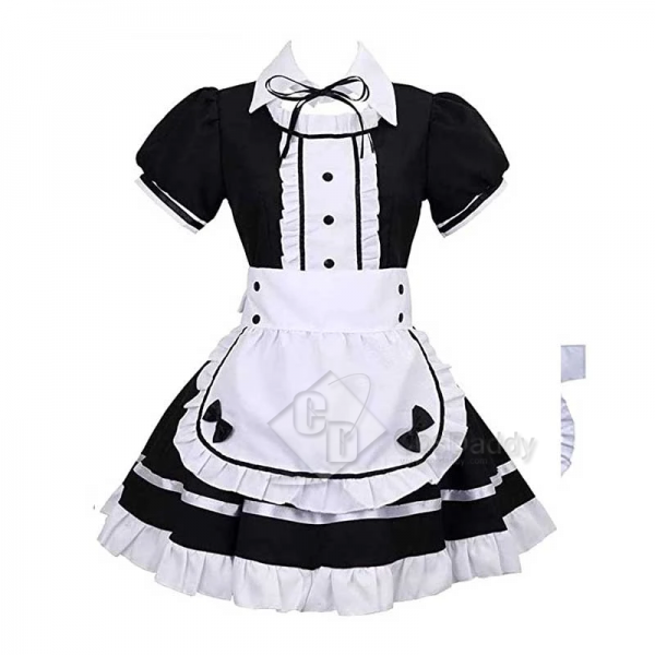 Maid Cosplay Costume Maid Dress Full Set Maid Cosplay Outfit Short Sleeve Lolita Dress French Apron