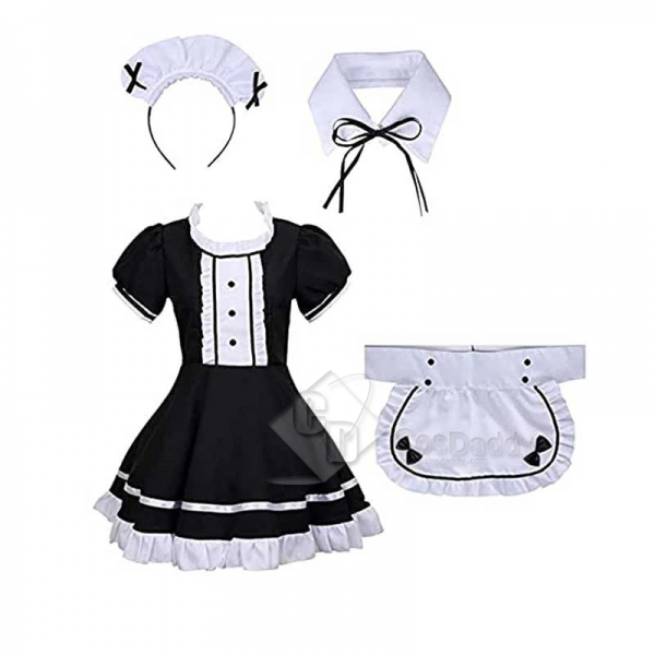 Maid Cosplay Costume Maid Dress Full Set Maid Cosplay Outfit Short Sleeve Lolita Dress French Apron
