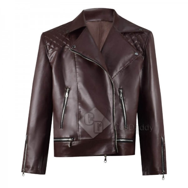 CosDaddy Doctor Who Yasmin Khan Yaz Brown Leather Jacket Cosplay Costume