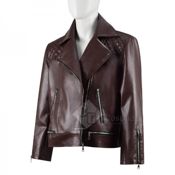 CosDaddy Doctor Who Yasmin Khan Yaz Brown Leather Jacket Cosplay Costume