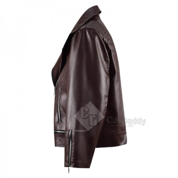 CosDaddy Doctor Who Yasmin Khan Yaz Brown Leather Jacket Cosplay Costume