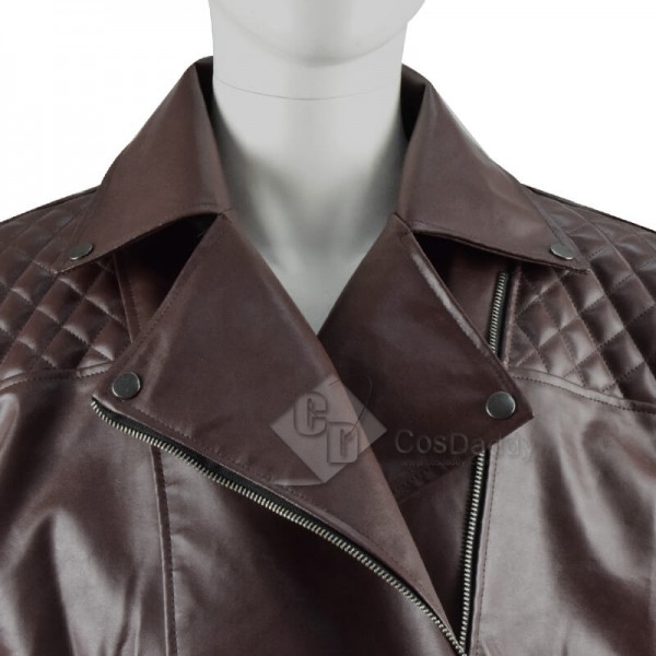 CosDaddy Doctor Who Yasmin Khan Yaz Brown Leather Jacket Cosplay Costume