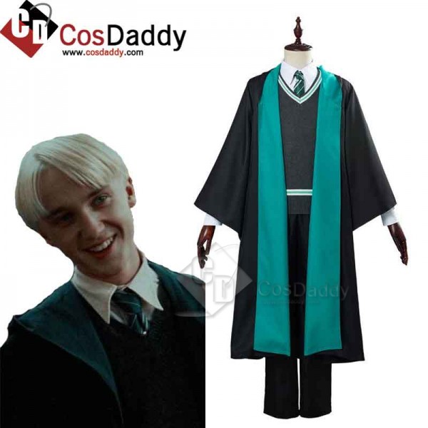 Harry Potter Slytherin Robe Cloak Full Set School Uniform Outfit Cosplay Costume 