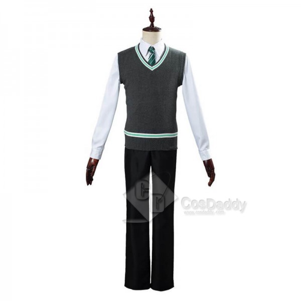 Harry Potter Slytherin Robe Cloak Full Set School Uniform Outfit Cosplay Costume 