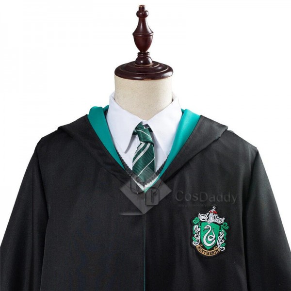 Harry Potter Slytherin Robe Cloak Full Set School Uniform Outfit Cosplay Costume 