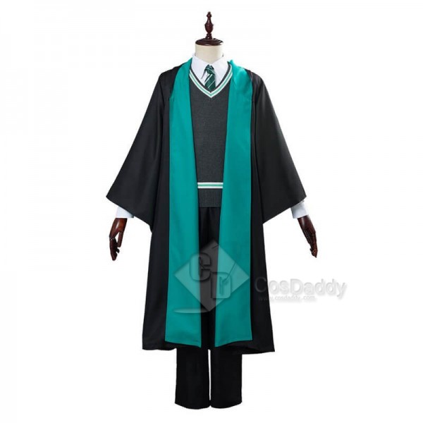 Harry Potter Slytherin Robe Cloak Full Set School Uniform Outfit Cosplay Costume 