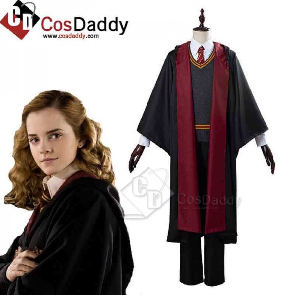 Best Harry Potter Hermione Cosplay Costume School Uniform Robe Cloak Deluxe Version Outfit For Sale  