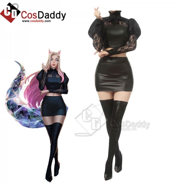 CosDdady League Of Legends LOL KDA Ahri Black Outfit Cosplay Costume Full Set  