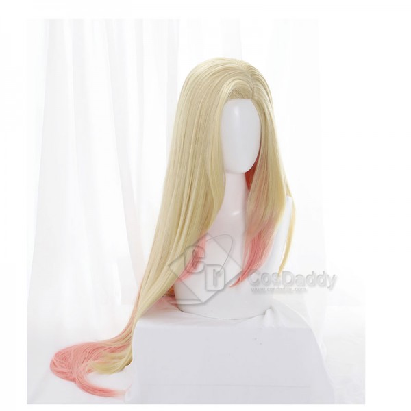 League Of Legends LOL KDA Ahri Blonde Mixed Pink Heat Resistant Cosplay Wig 
