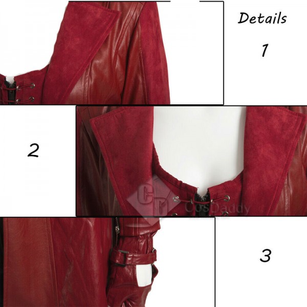 Captain America 3 Scarlet Witch Cosplay Costume Wanda Maximoff Red Leather Jacket Outfit