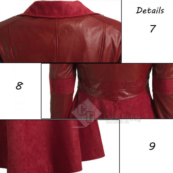 Captain America 3 Scarlet Witch Cosplay Costume Wanda Maximoff Red Leather Jacket Outfit