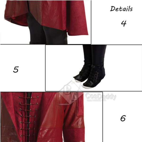 Captain America 3 Scarlet Witch Cosplay Costume Wanda Maximoff Red Leather Jacket Outfit