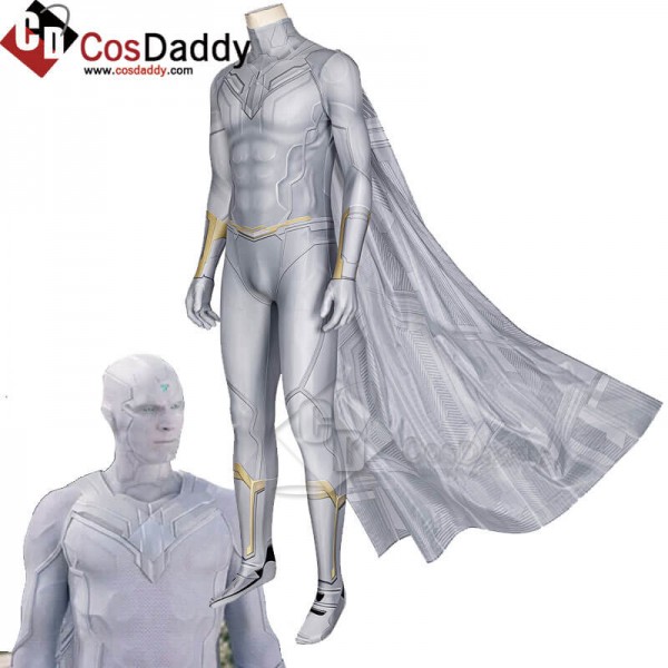 WandaVision White Vision Superhero Suit Cosplay Costume CosDaddy