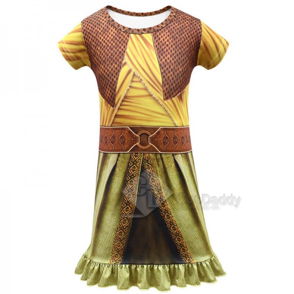 CosDaddy Raya and The Last Dragon Costume Girls Cartoon Printed Princess Dress