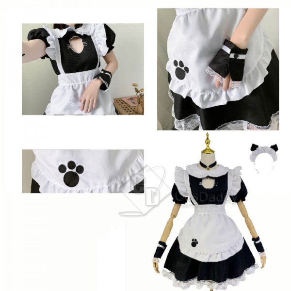 Cat Maid Dress Lolita Dress Women's Anime Cosplay French Apron Maid Fancy Dress