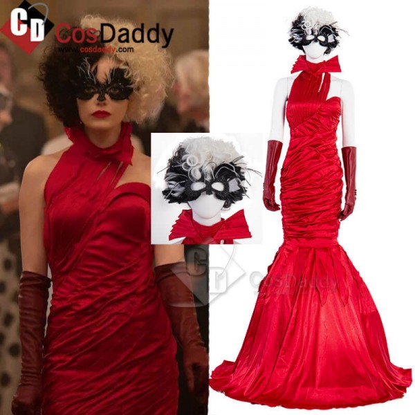 Cruella De Vil Red Dress Emma Stone Cosplay Costum...