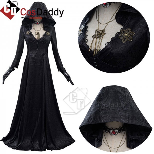 Resident Evil Village Vampire Lady Dress Lady Dimitrescu Halloween Cosplay Costumes