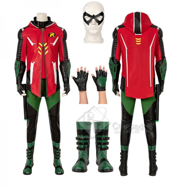 Batman Gotham Knights Red Robin Cosplay Costume Ha...