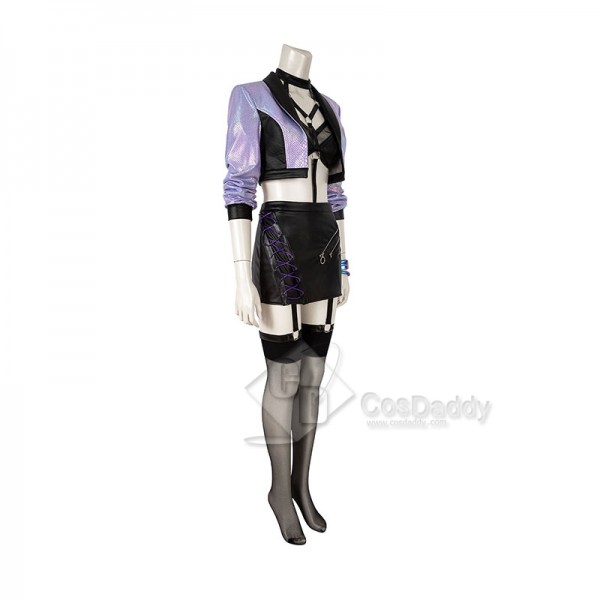 LOL KDA Evelynn Cosplay Costume Purple Sexy Women Uniform Bra Coat Skirt