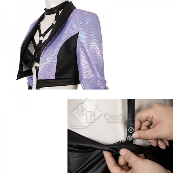 LOL KDA Evelynn Cosplay Costume Purple Sexy Women Uniform Bra Coat Skirt