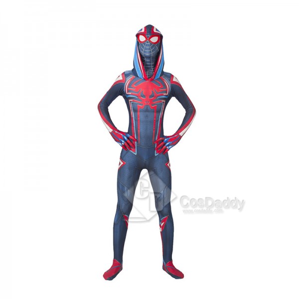 2099 Miles Morales Spider-Man Cosplay Costume Cirmson Cowl Jumpsuit Hollaween Bodysuit