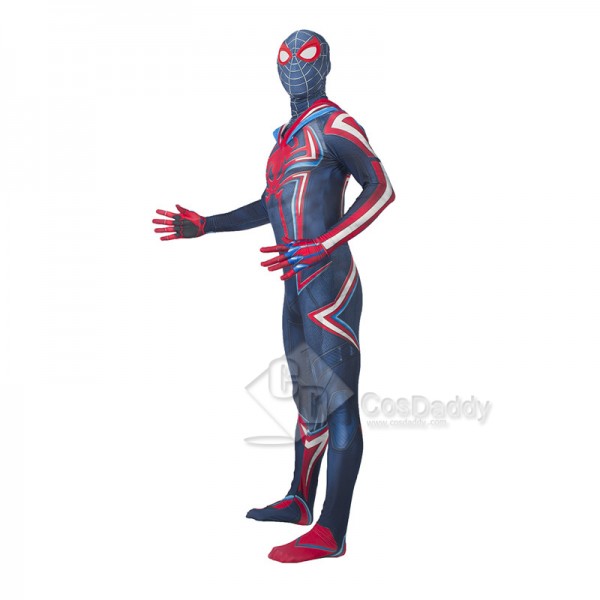 2099 Miles Morales Spider-Man Cosplay Costume Cirmson Cowl Jumpsuit Hollaween Bodysuit