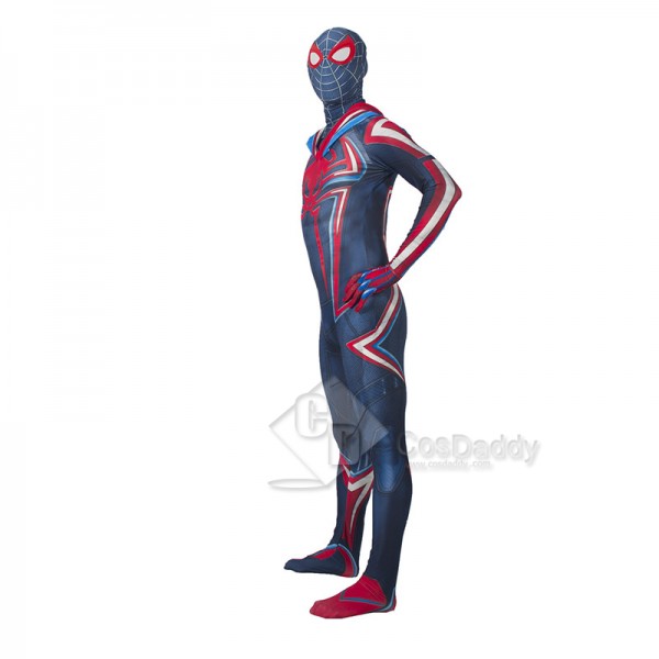 2099 Miles Morales Spider-Man Cosplay Costume Cirmson Cowl Jumpsuit Hollaween Bodysuit