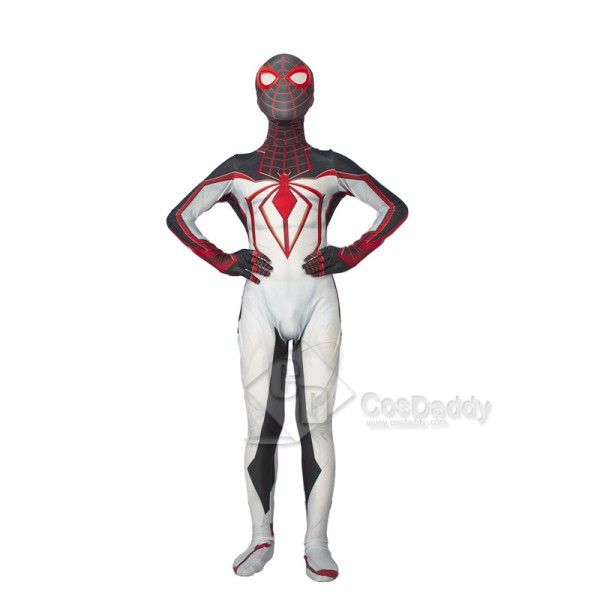 Marvel 2021 Spider-Man Miles Morales ps5 Cosplay Costume TRACK ZenTai Bodysuit White Jumpsuit