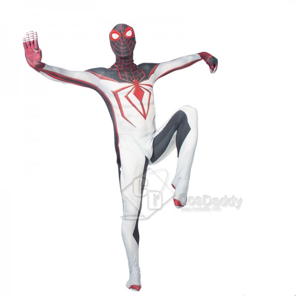 Marvel 2021 Spider-Man Miles Morales ps5 Cosplay Costume TRACK ZenTai Bodysuit White Jumpsuit