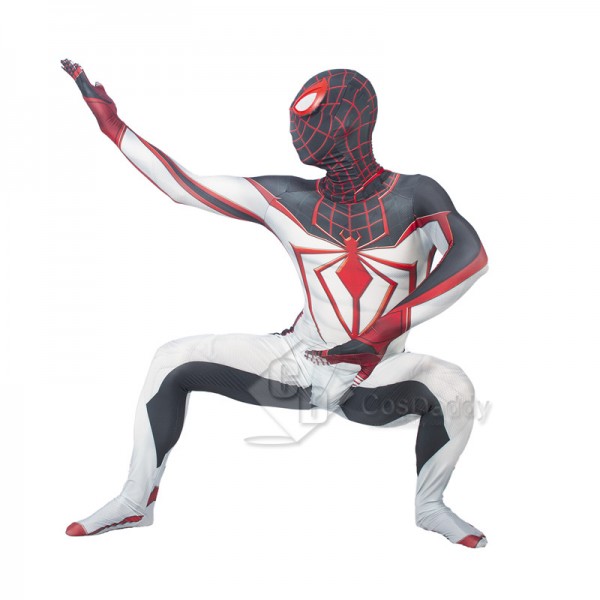 Marvel 2021 Spider-Man Miles Morales ps5 Cosplay Costume TRACK ZenTai Bodysuit White Jumpsuit