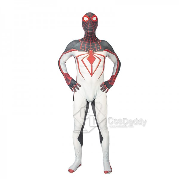 Marvel 2021 Spider-Man Miles Morales ps5 Cosplay Costume TRACK ZenTai Bodysuit White Jumpsuit