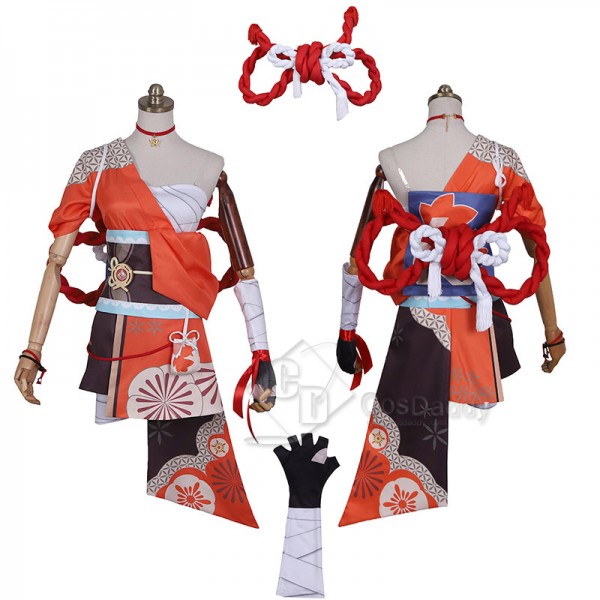 Genshin Impact Yoimiya Xiaogong Cosplay Costume Game Kimono Halloween Carnival Uniform