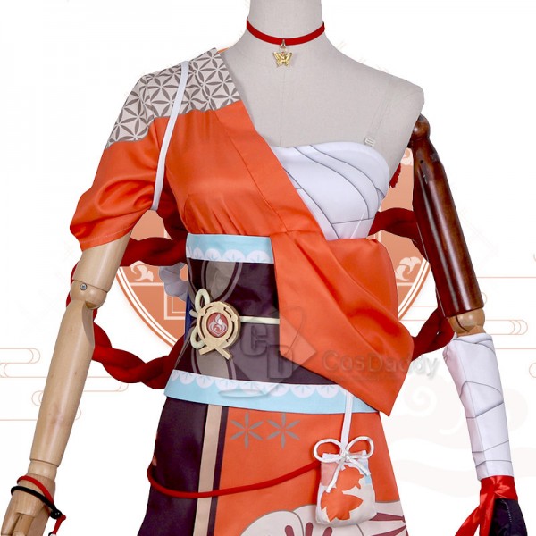 Genshin Impact Yoimiya Xiaogong Cosplay Costume Game Kimono Halloween Carnival Uniform