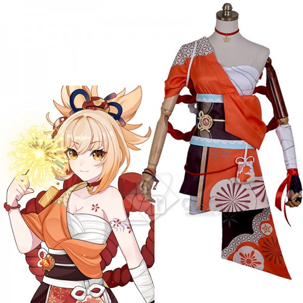 Genshin Impact Yoimiya Xiaogong Cosplay Costume Game Kimono Halloween Carnival Uniform