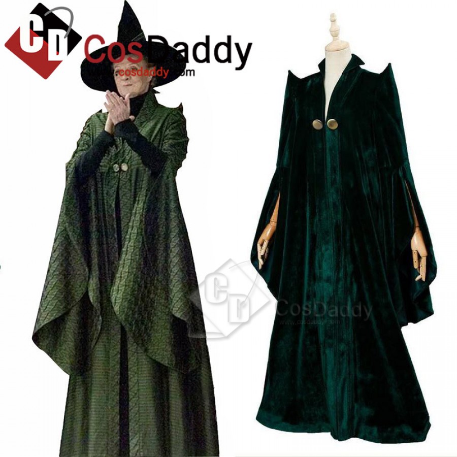 Details about   Harry Potter Minerva McGonagall Professor Cosplay Costume Green Robe Halloween 
