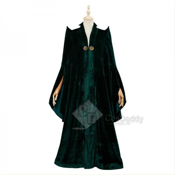 Harry Potter Professor Minerva McGonagall Cosplay Costume Green Robe Halloween Carnival Suit